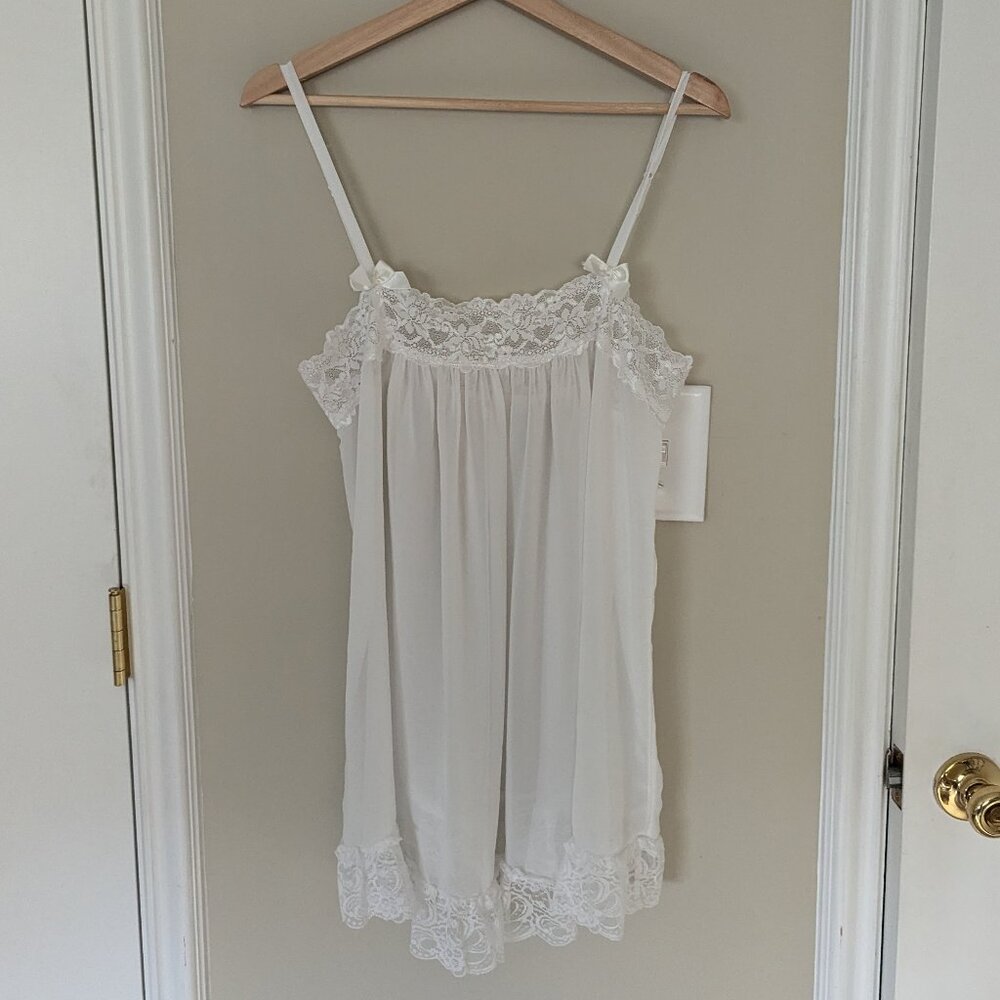 Vintage Victoria's Secret White Sheer Lace Slip Cami Dress